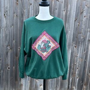 Vintage Christmas Sweatshirt with Embroidered Appliqué